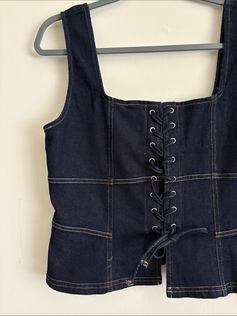 Moon River Lace-Up Detail Denim Corset Top Size XL - Picture 5 of 10